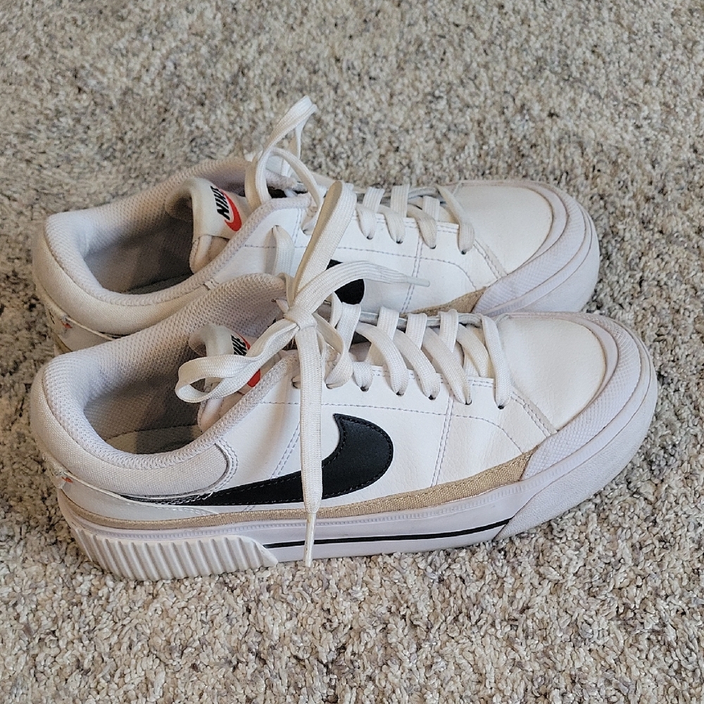 Nike Platform White Sneakers with Black Swoosh